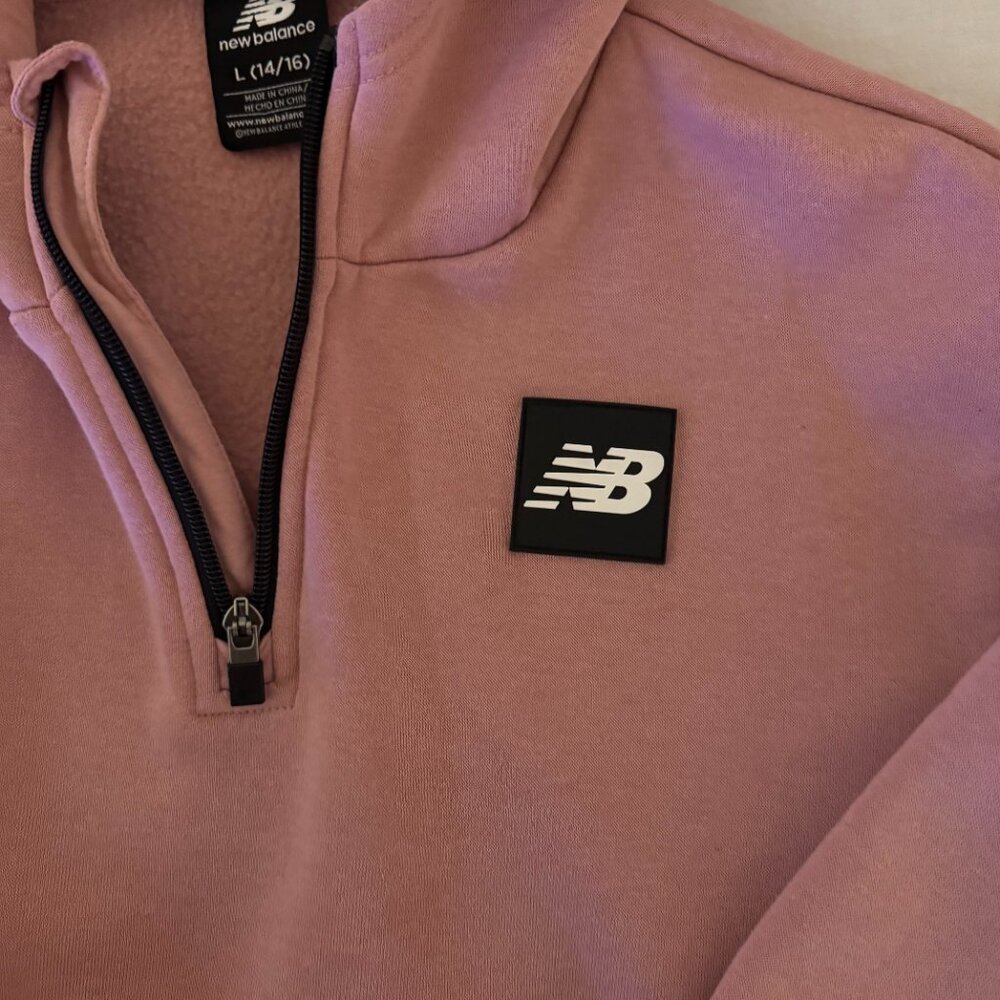 New Balance Mauve Pink Half-Zip Hoodie | Cozy Athletic Pullover Sweatshirt XL - Picture 4 of 7